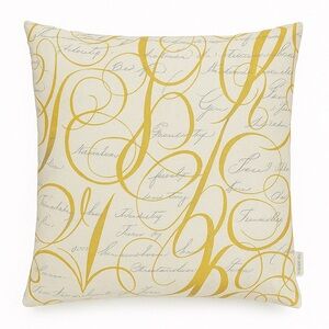 Cream and Yellow Script Throw Pillow Cover